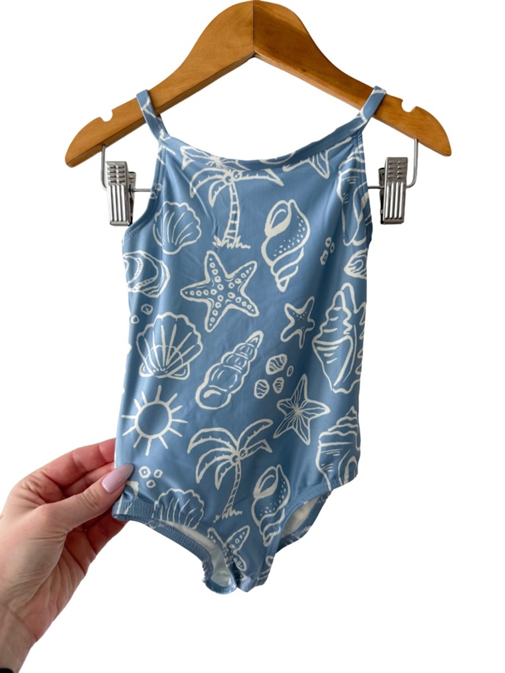 H&M Light Blue Seashell Print One-Piece Swimsuit
